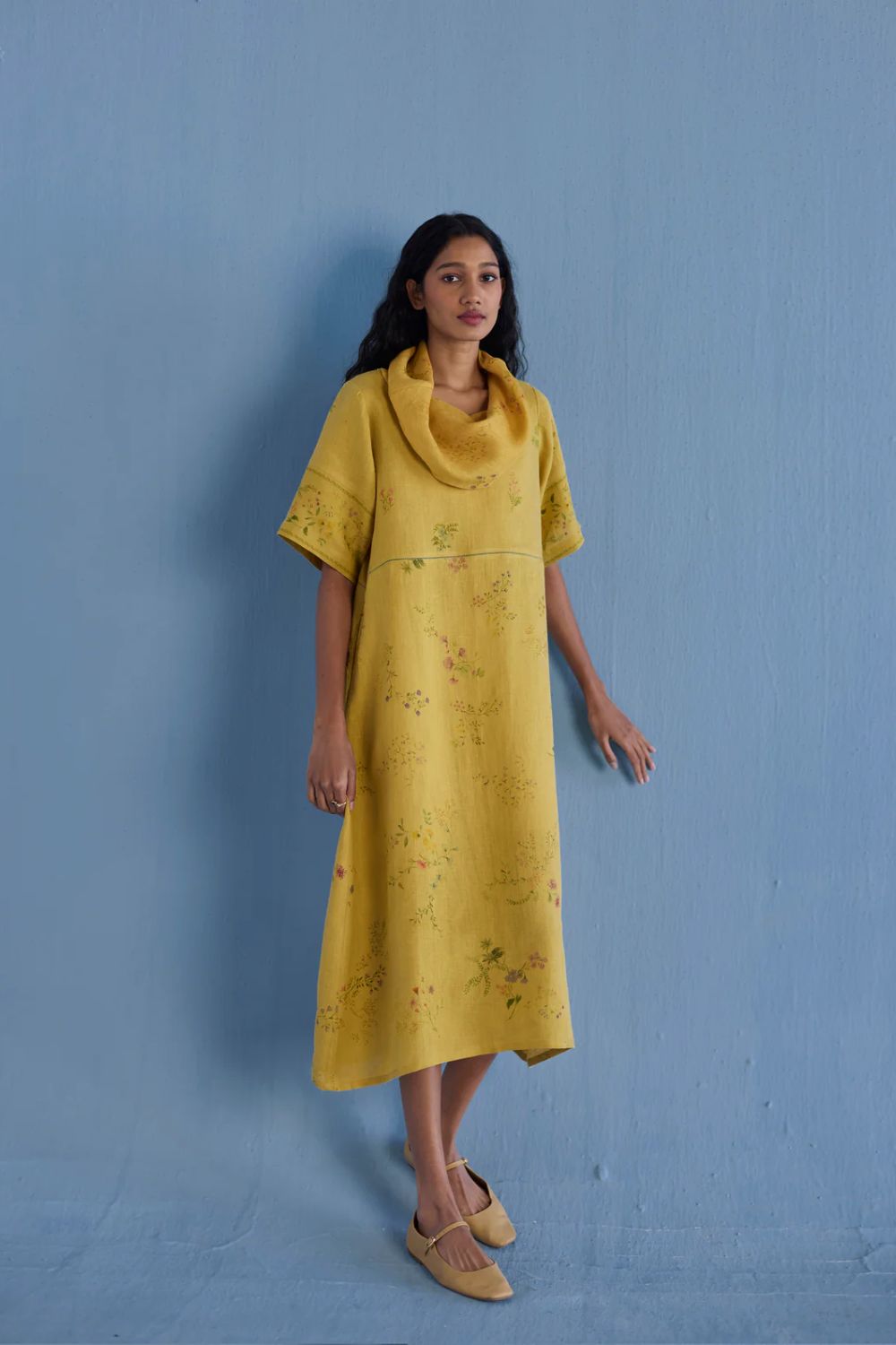 Imara Cowl Neck Linen Dress