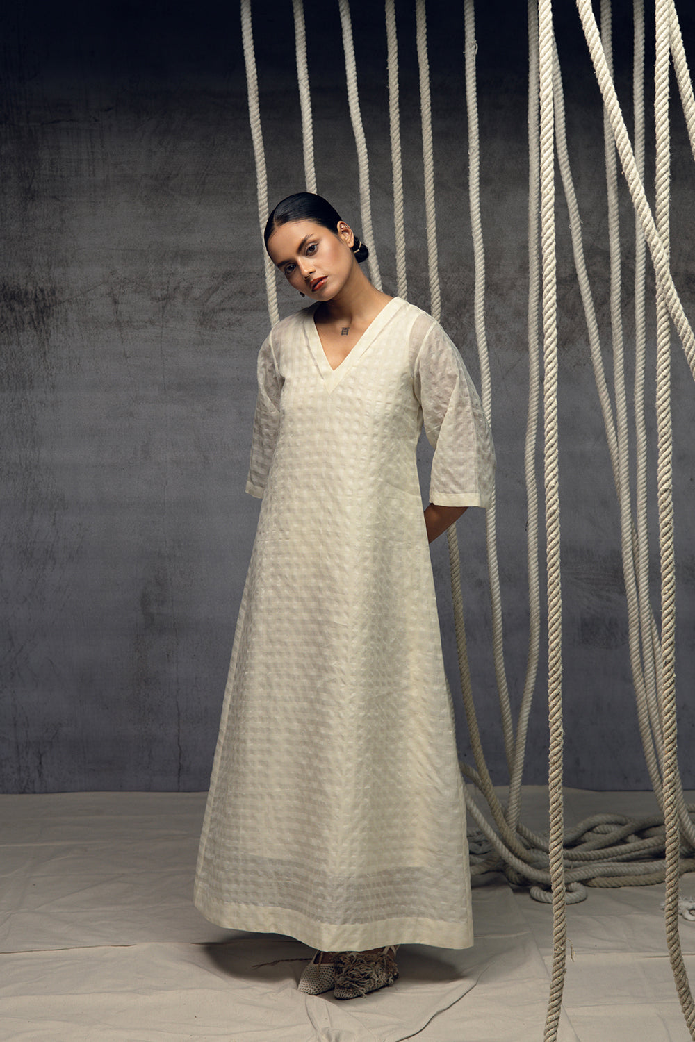 khadi silk dress Raw Khadi Silk Drawstring Dress, Natural Boho Dress, Long Summer Dress, Bohemian Silk Dress, Maternity Ahimsa Silk Dress, Comfortable Dress