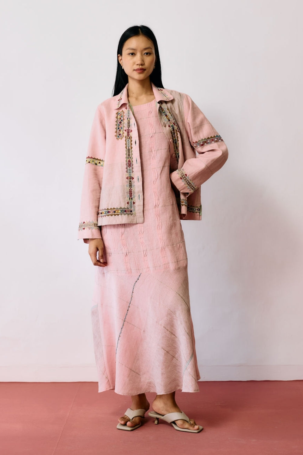 Buy Dana Pintuck & Pleat Sleeveless Co-ord-Pink Worldwide | Co-Ord