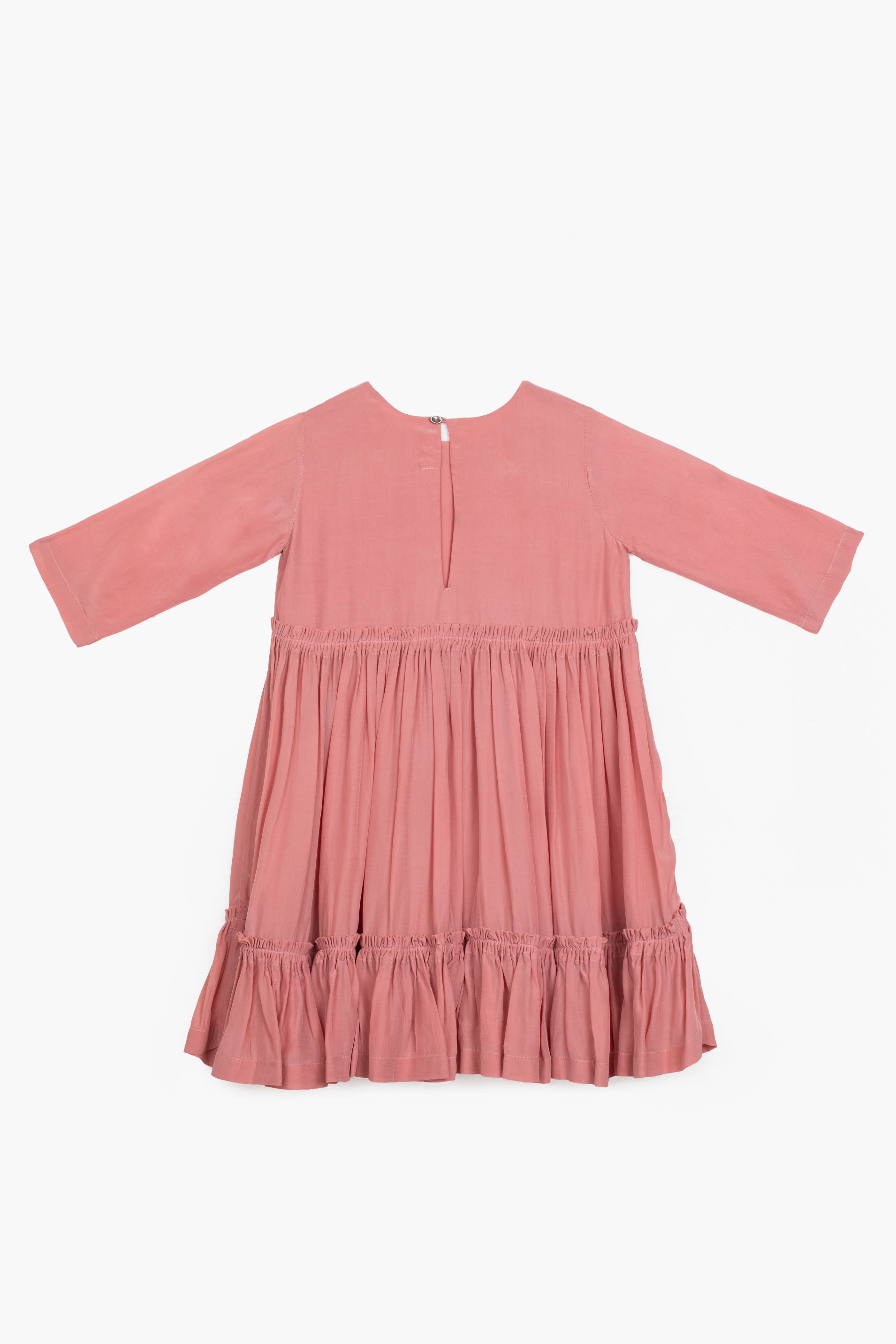 Frill Dress Dusty Rose Canvas And Weaves