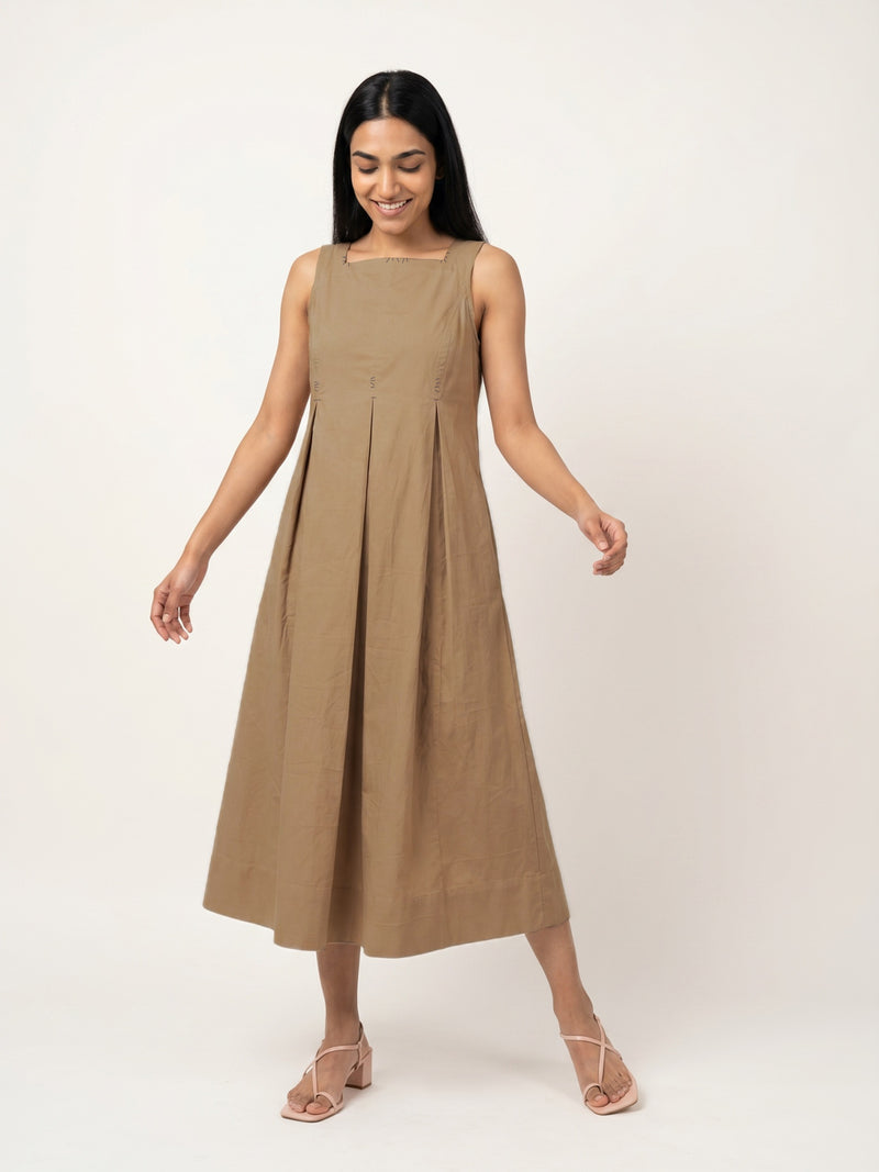 Natalie Beige Dress poplin dress by Doodlage in beige for women Worldwide