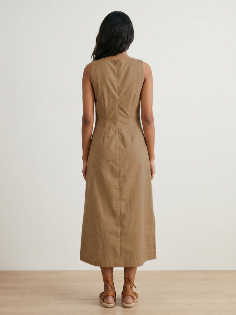 Sarah Sand Beige Dress poplin dress by Doodlage in beige for women Worldwide