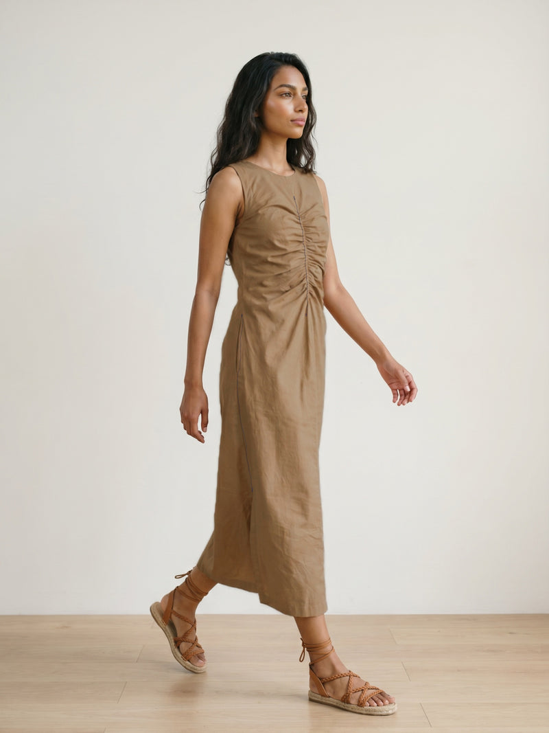 Sarah Sand Beige Dress poplin dress by Doodlage in beige for women Worldwide