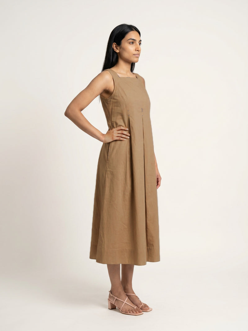 Natalie Beige Dress poplin dress by Doodlage in beige for women Worldwide