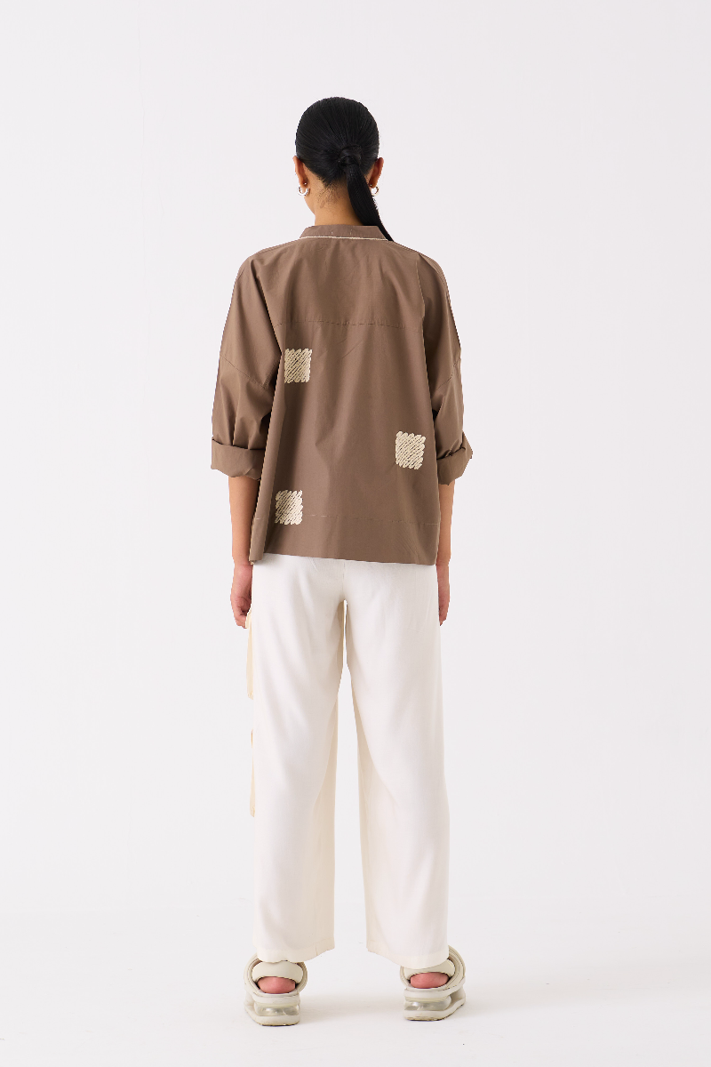 WAVE EMB. TOP-CEDAR poplin by THREE for women Worldwide