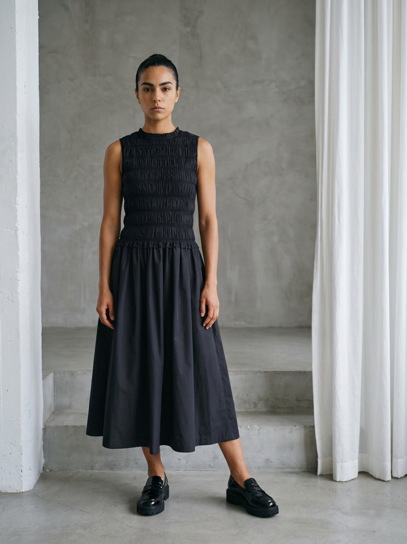 Midsummer Black Dress poplin dress by Doodlage in black for women Worldwide