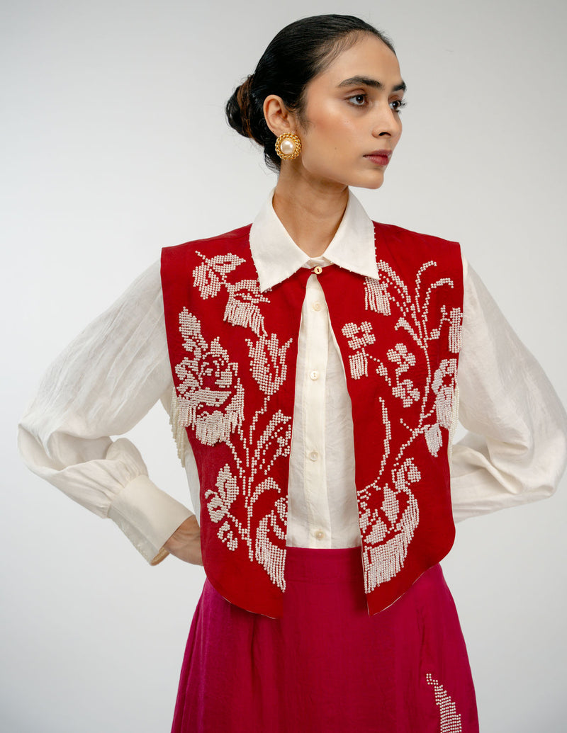 From Before Bib mulberry silk jacket/overlay by Ode to Odd in red for women Worldwide