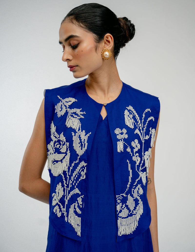 Dear One Bib mulberry silk jacket/overlay by Ode to Odd in blue for women Worldwide