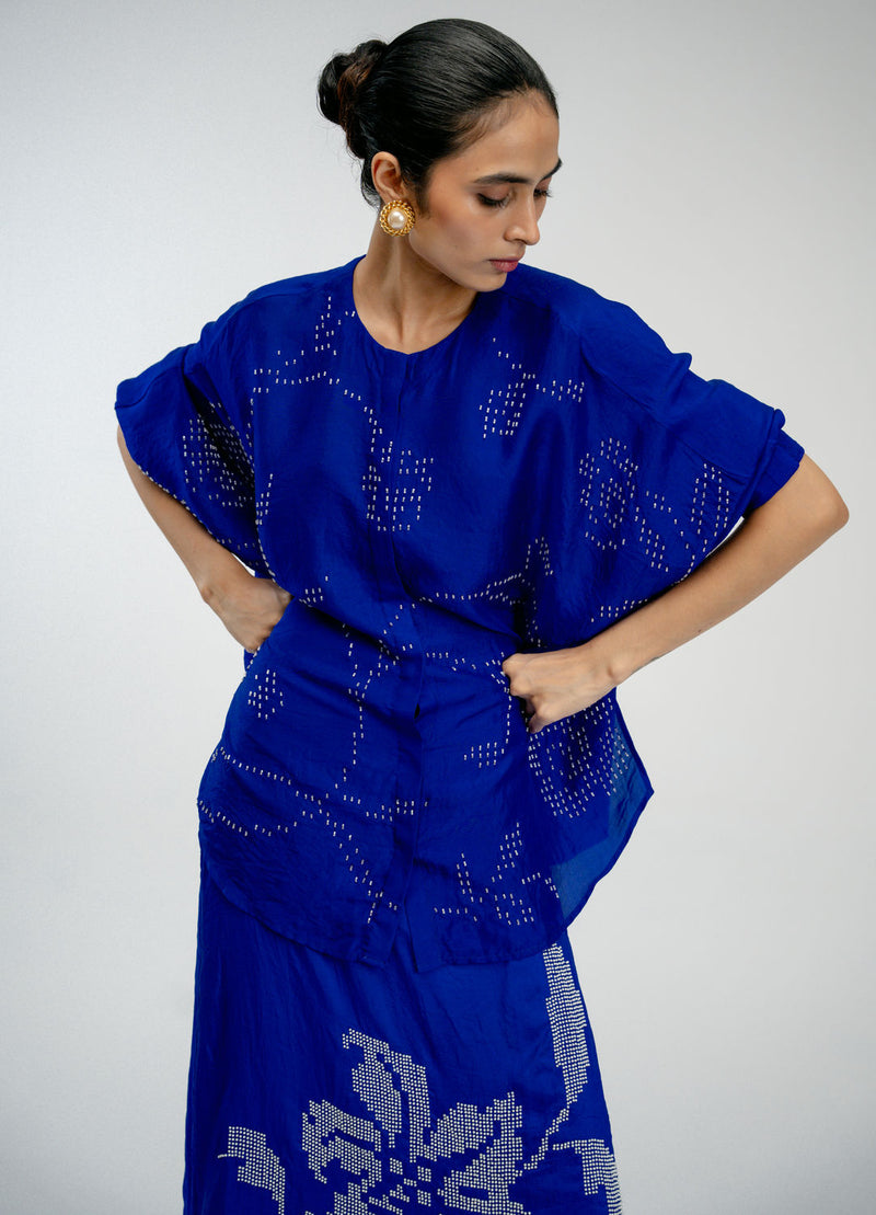 Night Bloom Shirt mulberry silk top/shirt by Ode to Odd in blue for women Worldwide