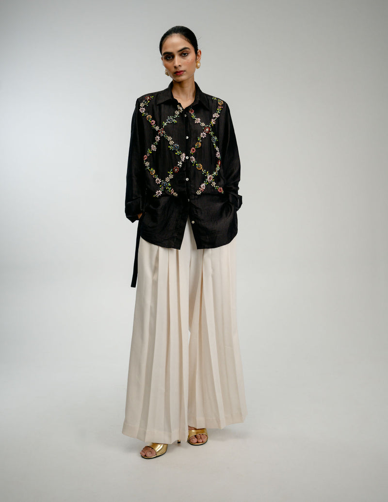 Wild Garden Shirt mulberry silk top/shirt by Ode to Odd in black for women Worldwide