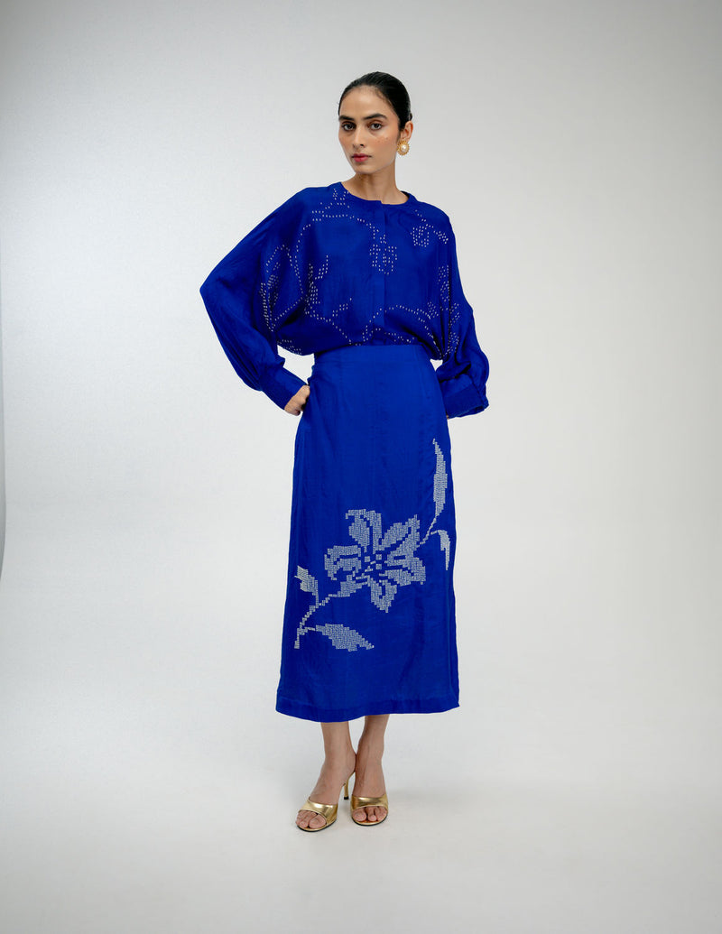 Memory Book Skirt mulberry silk skirt by Ode to Odd in blue for women Worldwide