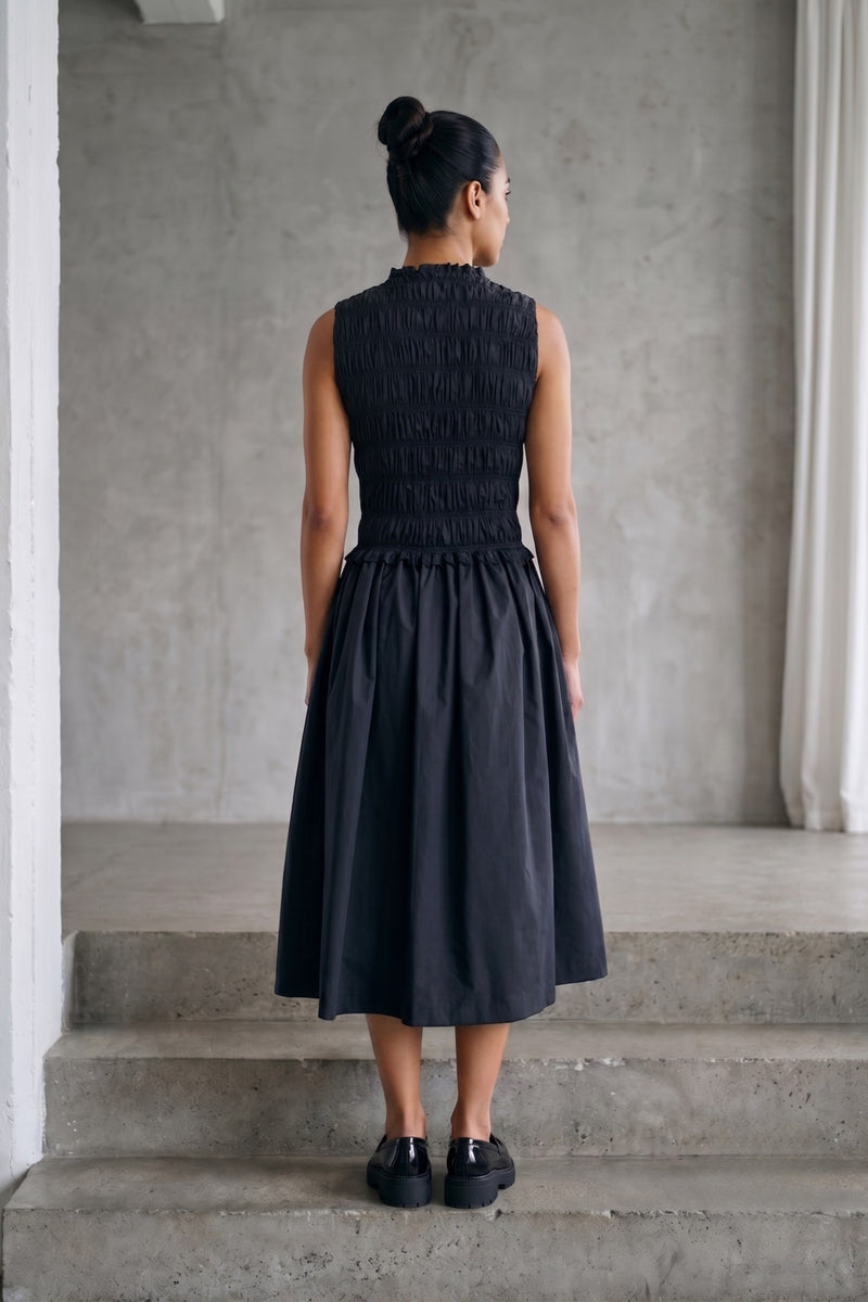 Midsummer Black Dress poplin dress by Doodlage in black for women Worldwide