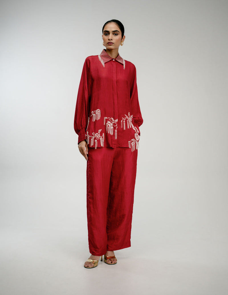 Heirloom Shirt mulberry silk top/shirt by Ode to Odd in red for women Worldwide