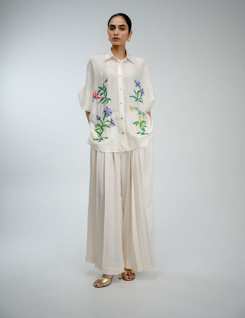 Sampler Shirt mulberry silk top/shirt by Ode to Odd in off white for women Worldwide
