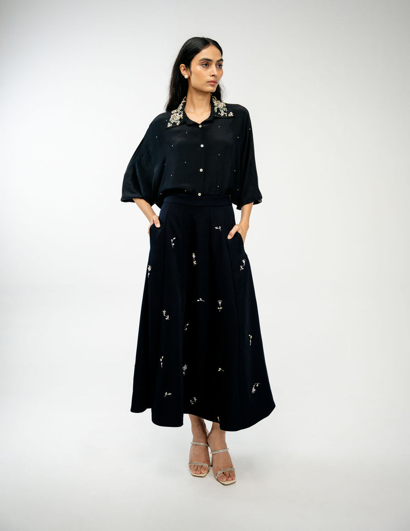 Yours Always Set crepe co-ord set by Ode to Odd in black for women Worldwide
