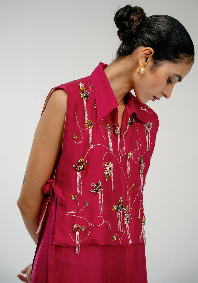 Found Again Bib mulberry silk jacket/overlay by Ode to Odd in pink for women Worldwide