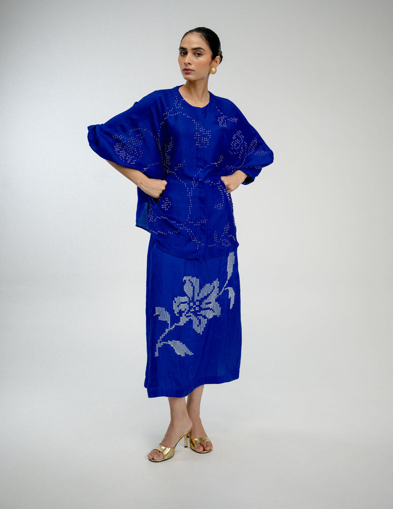 Night Bloom Shirt mulberry silk top/shirt by Ode to Odd in blue for women Worldwide