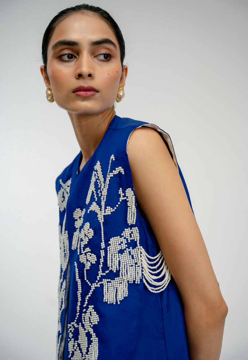 Dear One Bib mulberry silk jacket/overlay by Ode to Odd in blue for women Worldwide