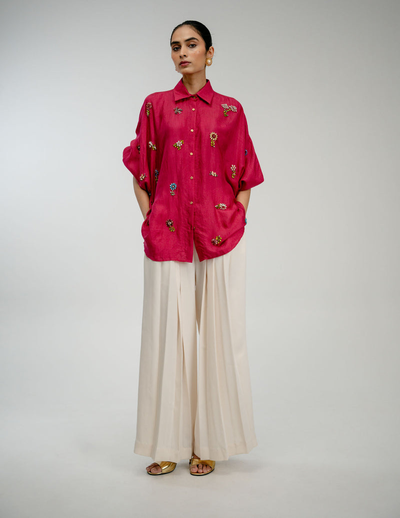 Counting Flowers Shirt mulberry silk top/shirt by Ode to Odd in pink for women Worldwide