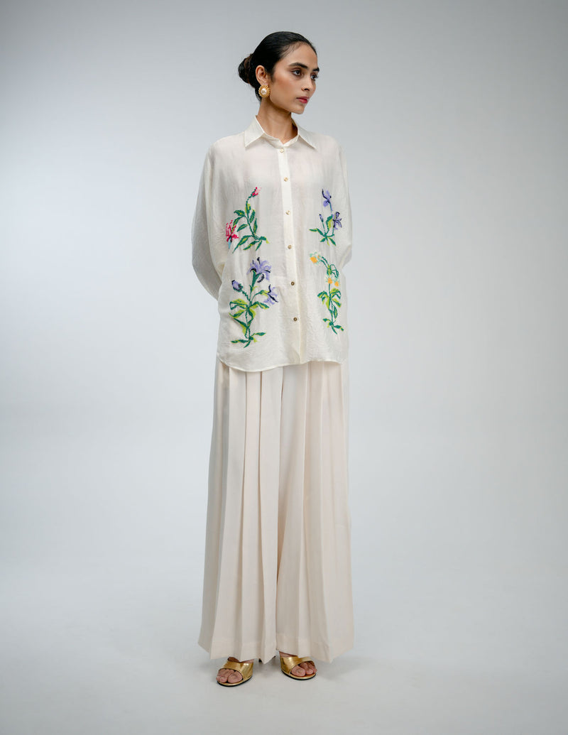 Sampler Shirt mulberry silk top/shirt by Ode to Odd in off white for women Worldwide