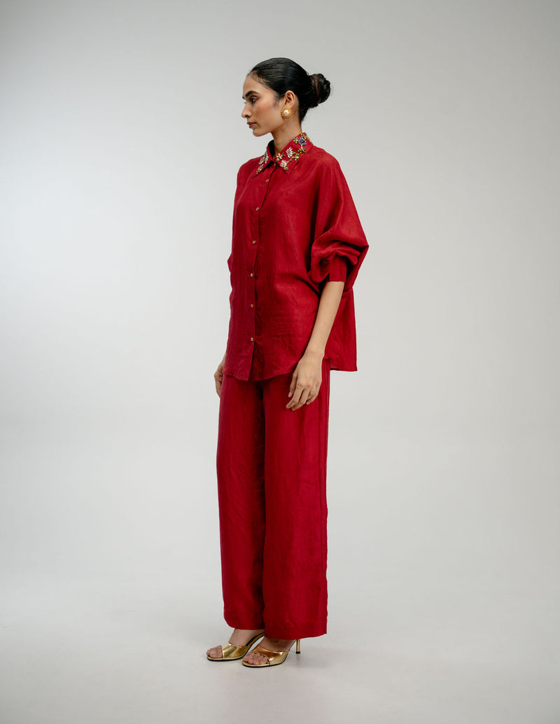 Borrowed Time Shirt mulberry silk top/shirt by Ode to Odd in red for women Worldwide