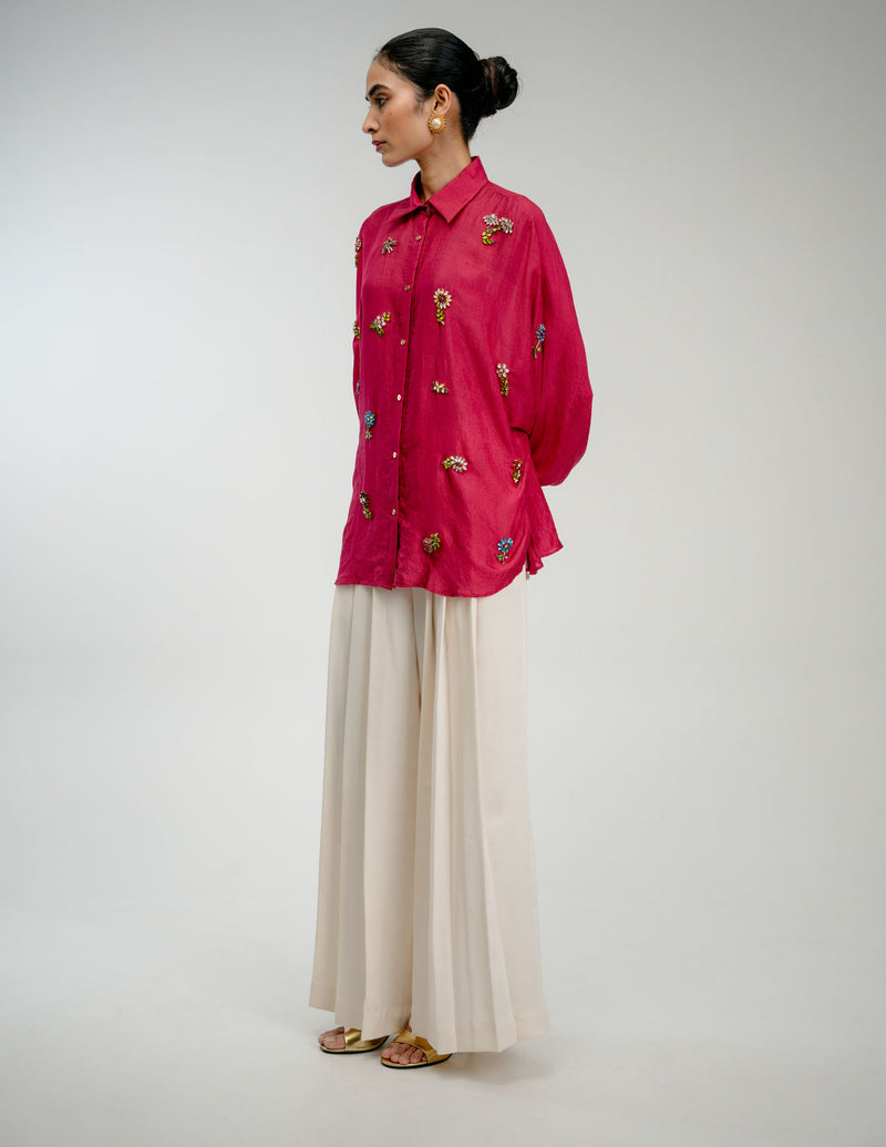 Counting Flowers Shirt mulberry silk top/shirt by Ode to Odd in pink for women Worldwide