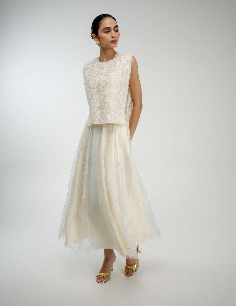 Love Letter Bib mulberry silk jacket/overlay by Ode to Odd in off white for women Worldwide