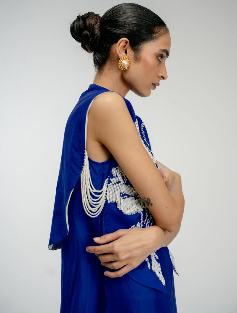 Dear One Bib mulberry silk jacket/overlay by Ode to Odd in blue for women Worldwide