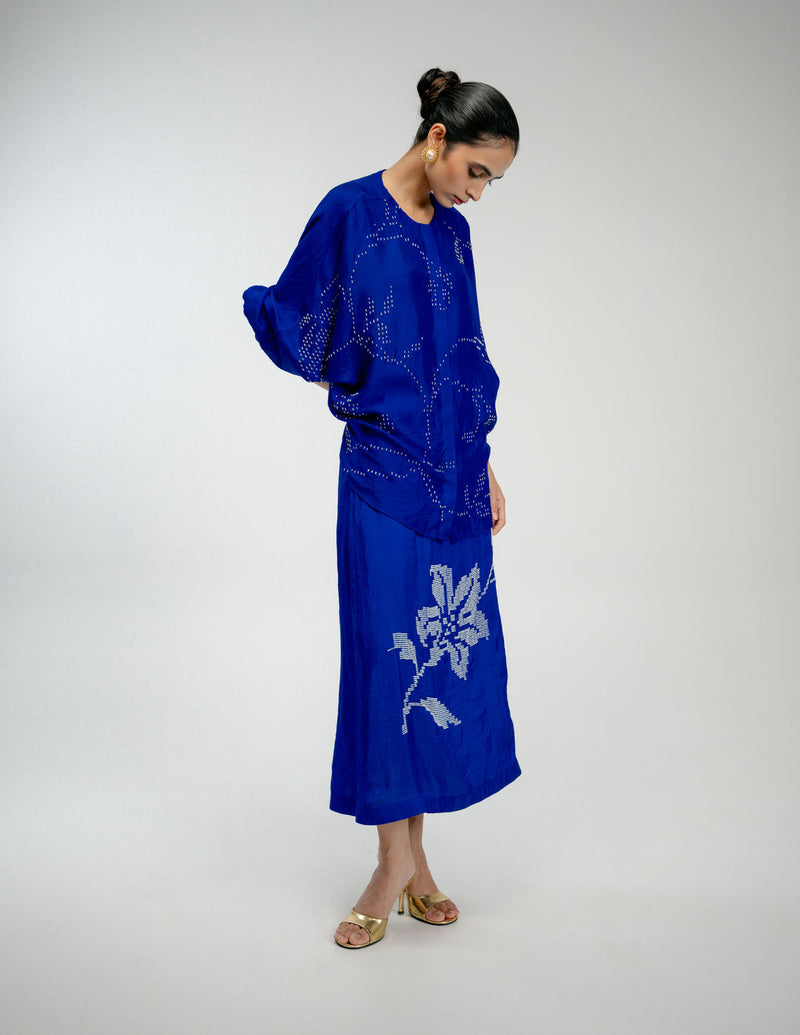 Night Bloom Shirt mulberry silk top/shirt by Ode to Odd in blue for women Worldwide