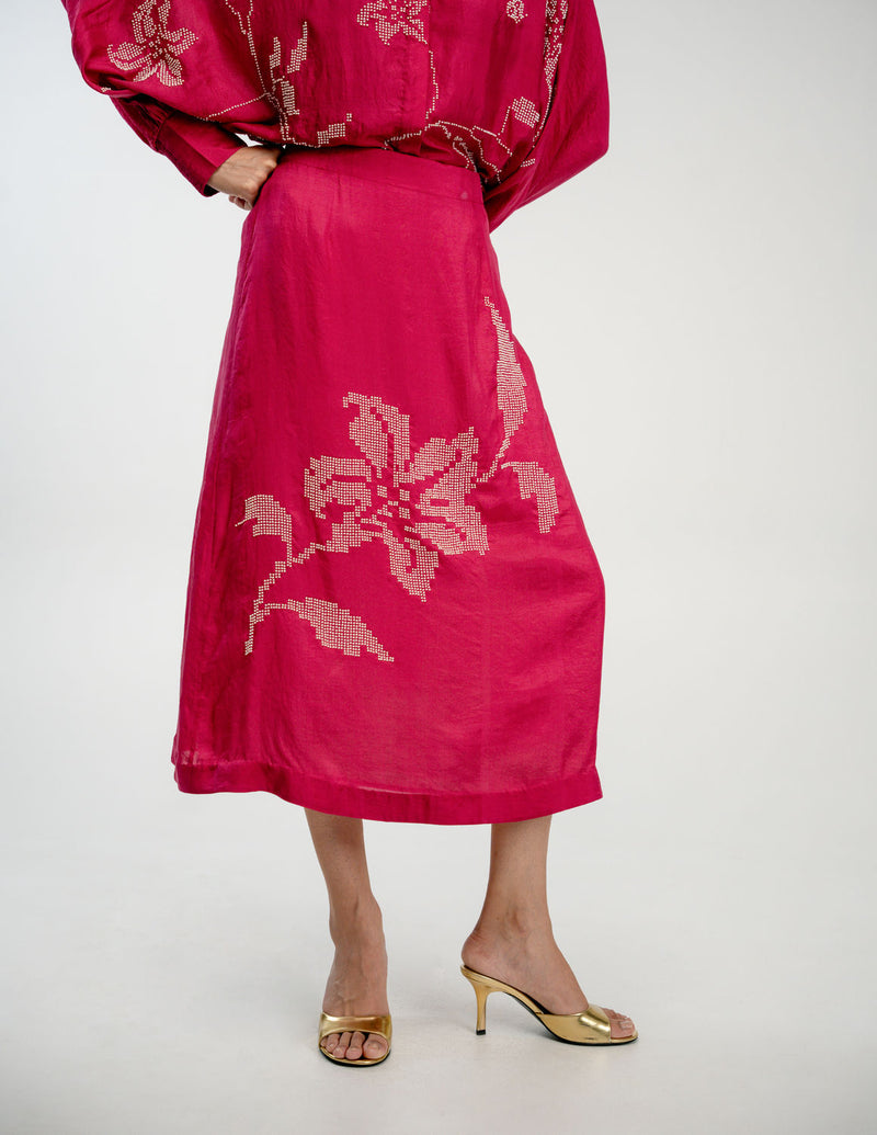 Yours Again Skirt mulberry silk skirt by Ode to Odd in pink for women Worldwide