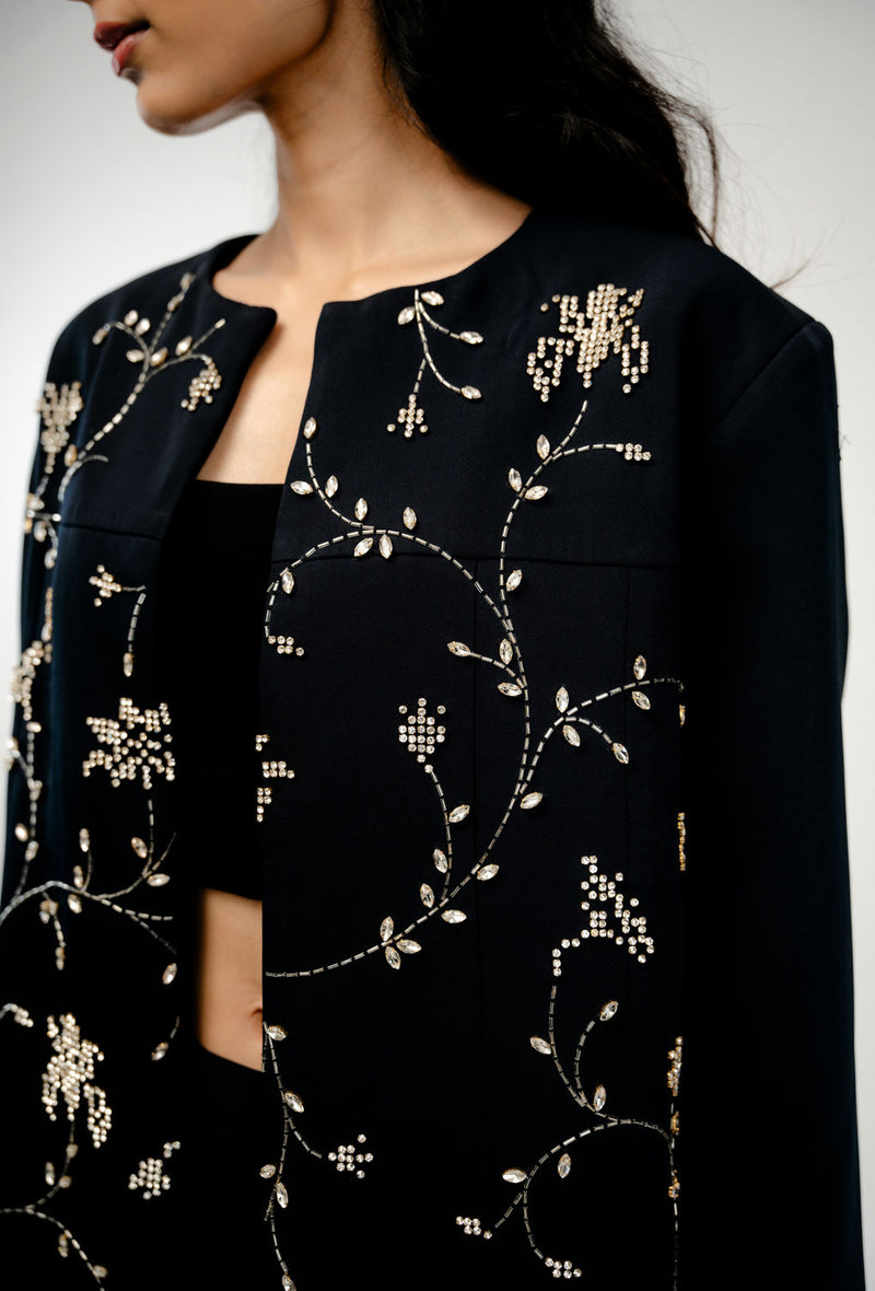 Old Pages Jacket japanese crepe jacket/overlay by Ode to Odd in navy blue for women Worldwide