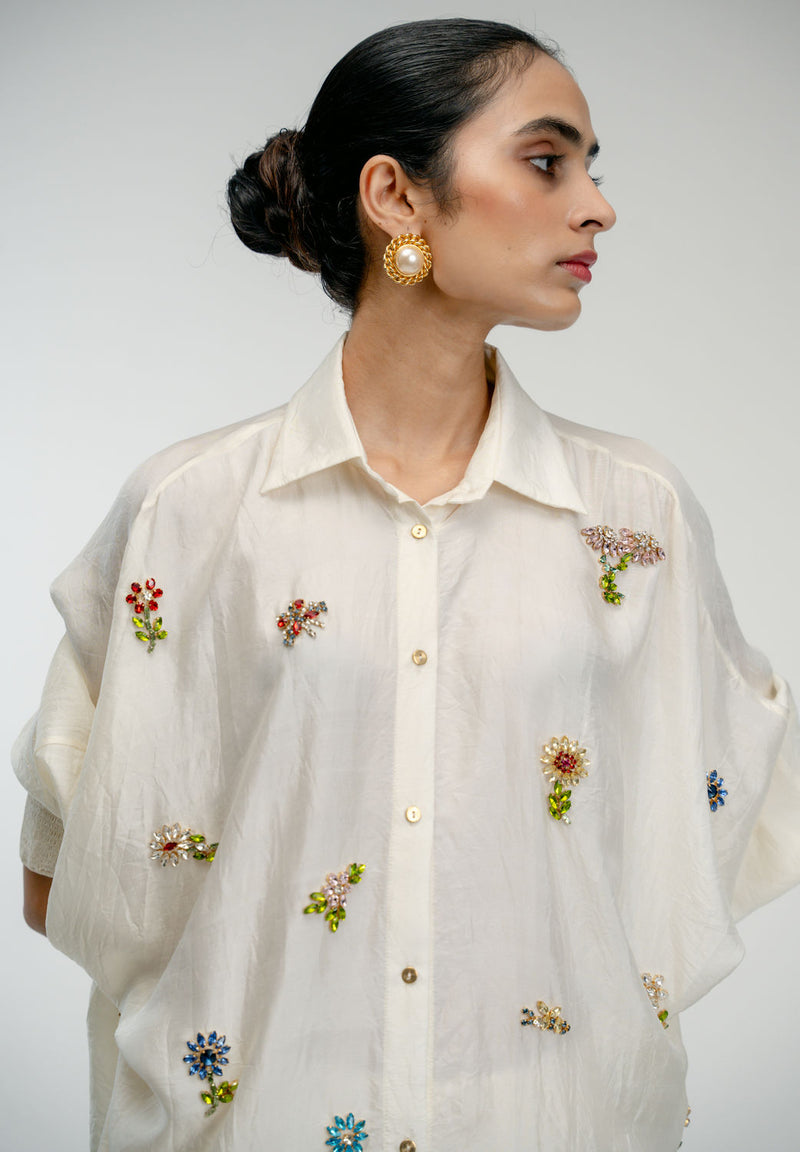 Once Again Shirt mulberry silk top/shirt by Ode to Odd in off white for women Worldwide