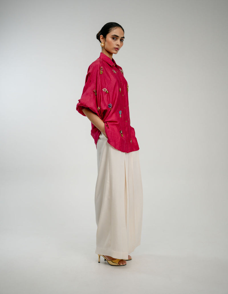 Counting Flowers Shirt mulberry silk top/shirt by Ode to Odd in pink for women Worldwide