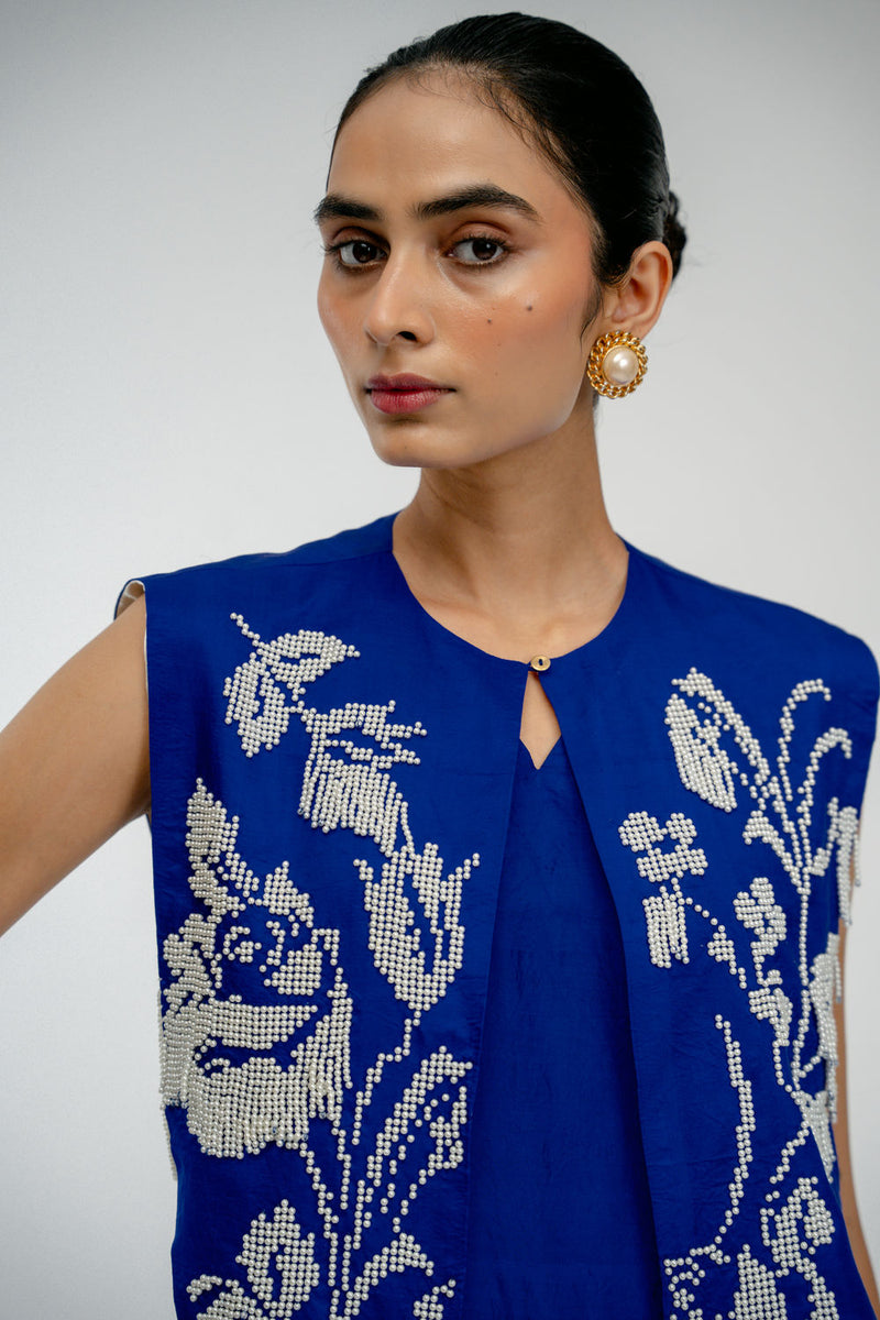 Dear One Bib mulberry silk jacket/overlay by Ode to Odd in blue for women Worldwide