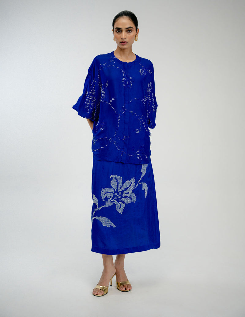 Night Bloom Shirt mulberry silk top/shirt by Ode to Odd in blue for women Worldwide