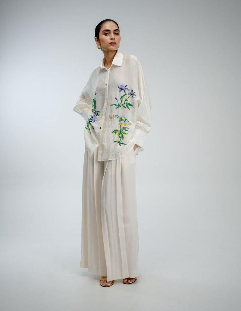 Sampler Shirt mulberry silk top/shirt by Ode to Odd in off white for women Worldwide