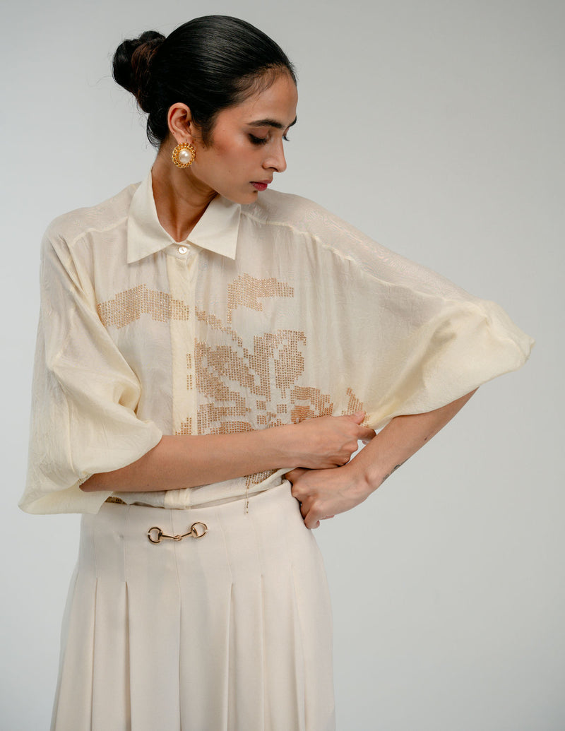 The Afternoon Shirt mulberry silk top/shirt by Ode to Odd in off white for women Worldwide