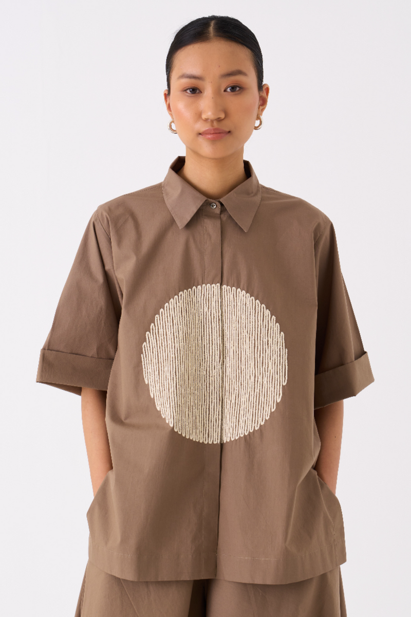 CIRCLE SHIRT-CEDAR poplin by THREE for women Worldwide