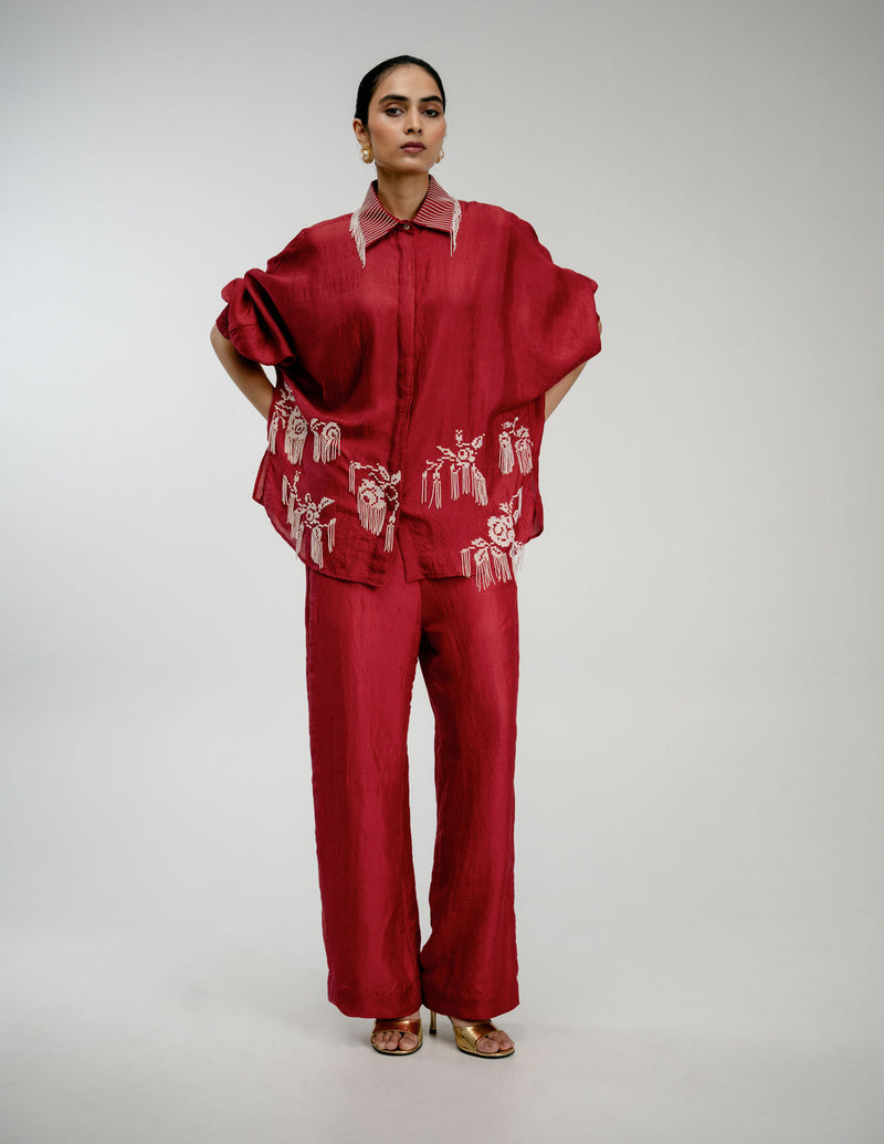 Heirloom Shirt mulberry silk top/shirt by Ode to Odd in red for women Worldwide