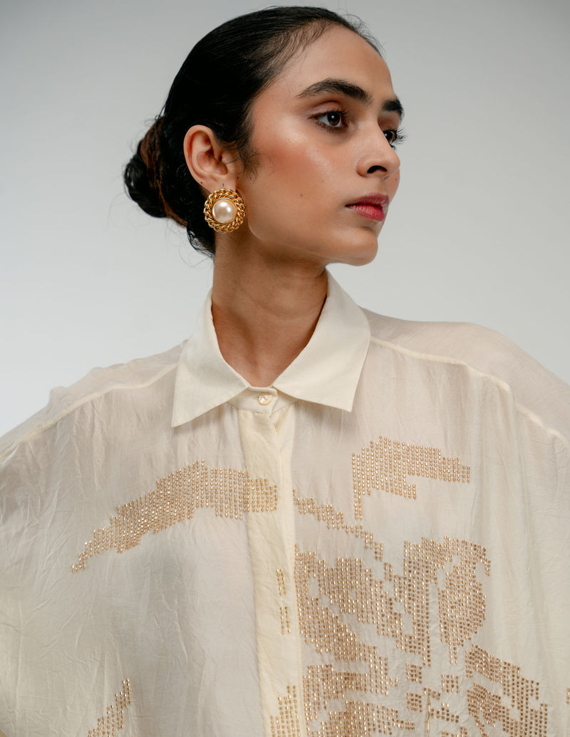 The Afternoon Shirt mulberry silk top/shirt by Ode to Odd in off white for women Worldwide