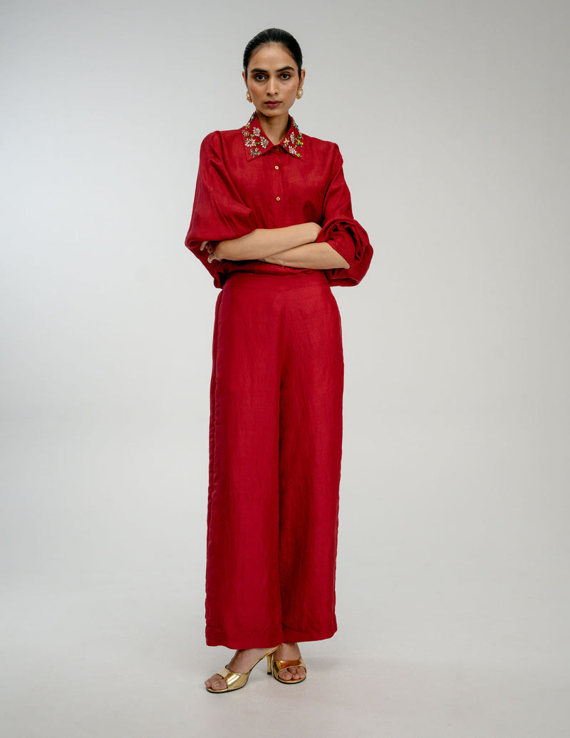 Borrowed Time Shirt mulberry silk top/shirt by Ode to Odd in red for women Worldwide