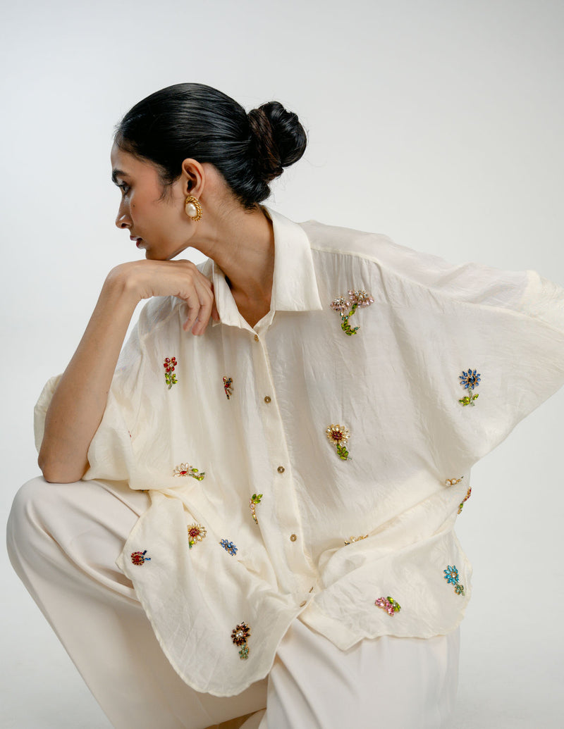 Once Again Shirt mulberry silk top/shirt by Ode to Odd in off white for women Worldwide