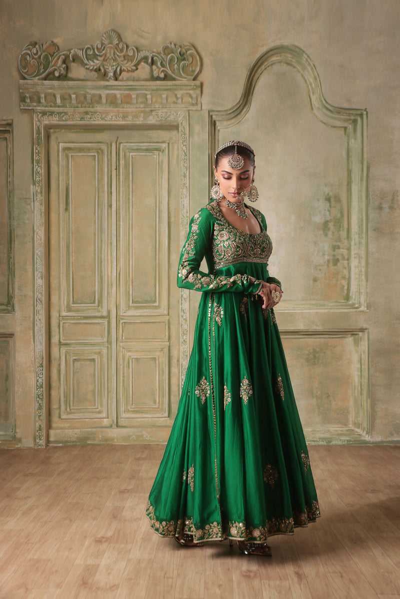 Zar-Rang Green Kalidaar Set