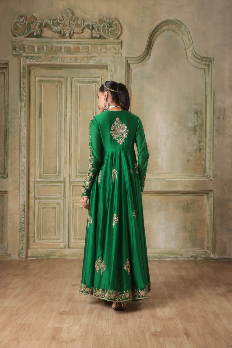 Zar-Rang Green Kalidaar Set