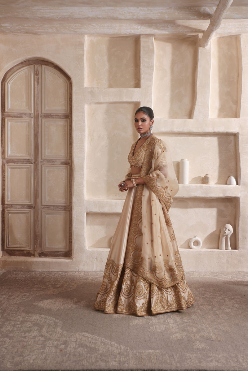 Zar-Rang Ivory Scallop Lehenga Set