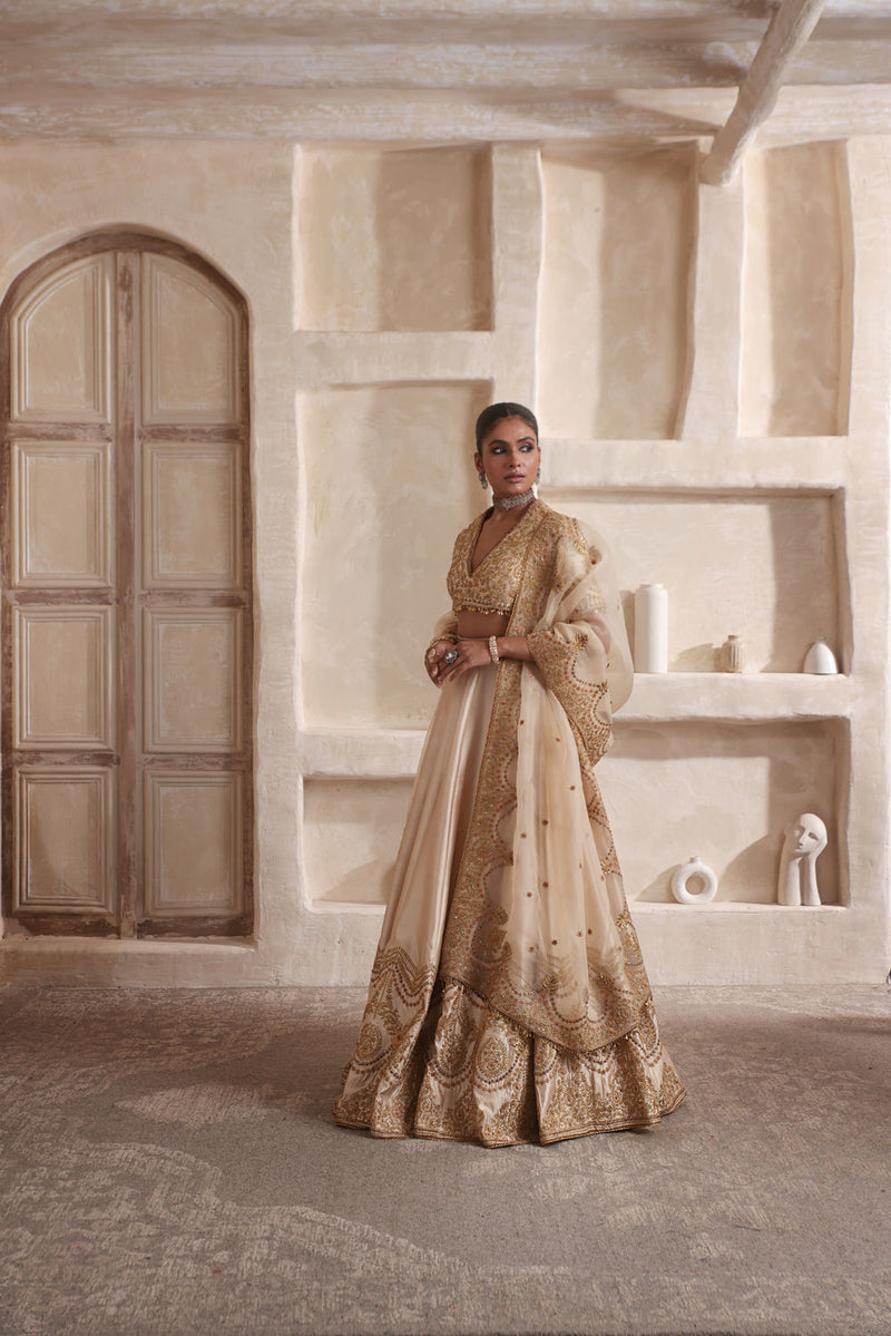 Zar-Rang Ivory Scallop Lehenga Set