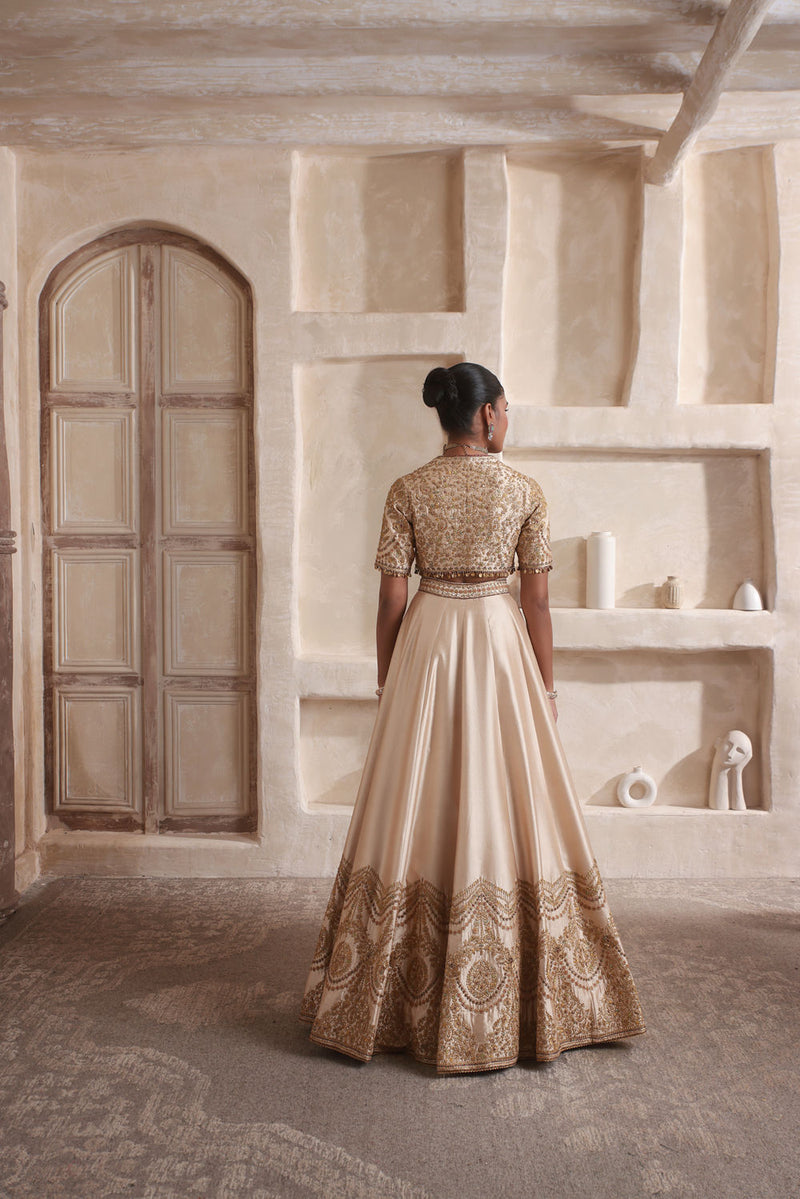 Zar-Rang Ivory Scallop Lehenga Set
