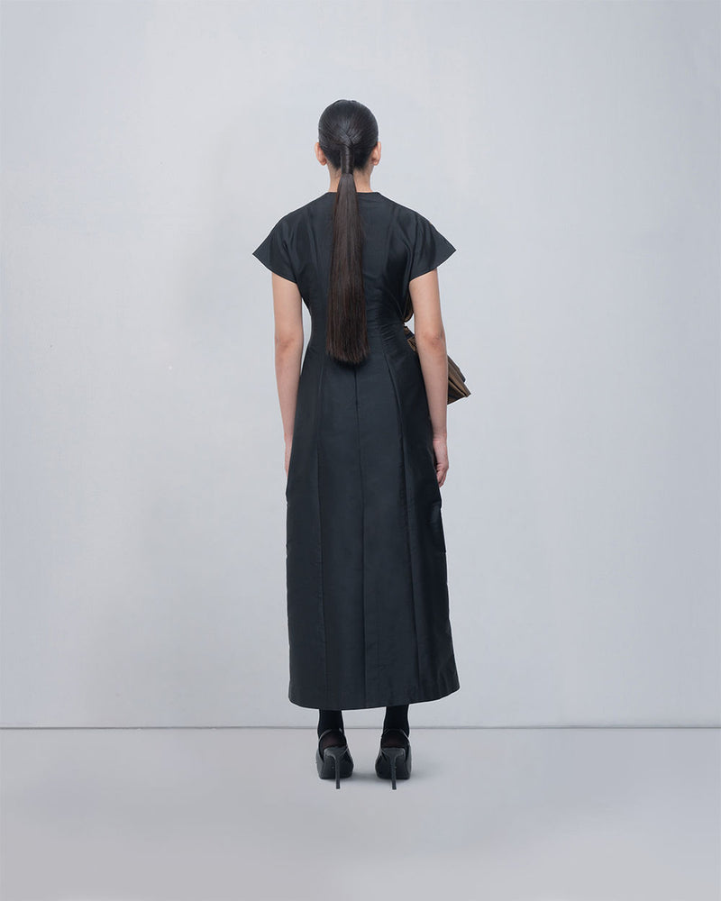 Nadine Knot Dress viscose by Leh Studios in olive, black for women Worldwide