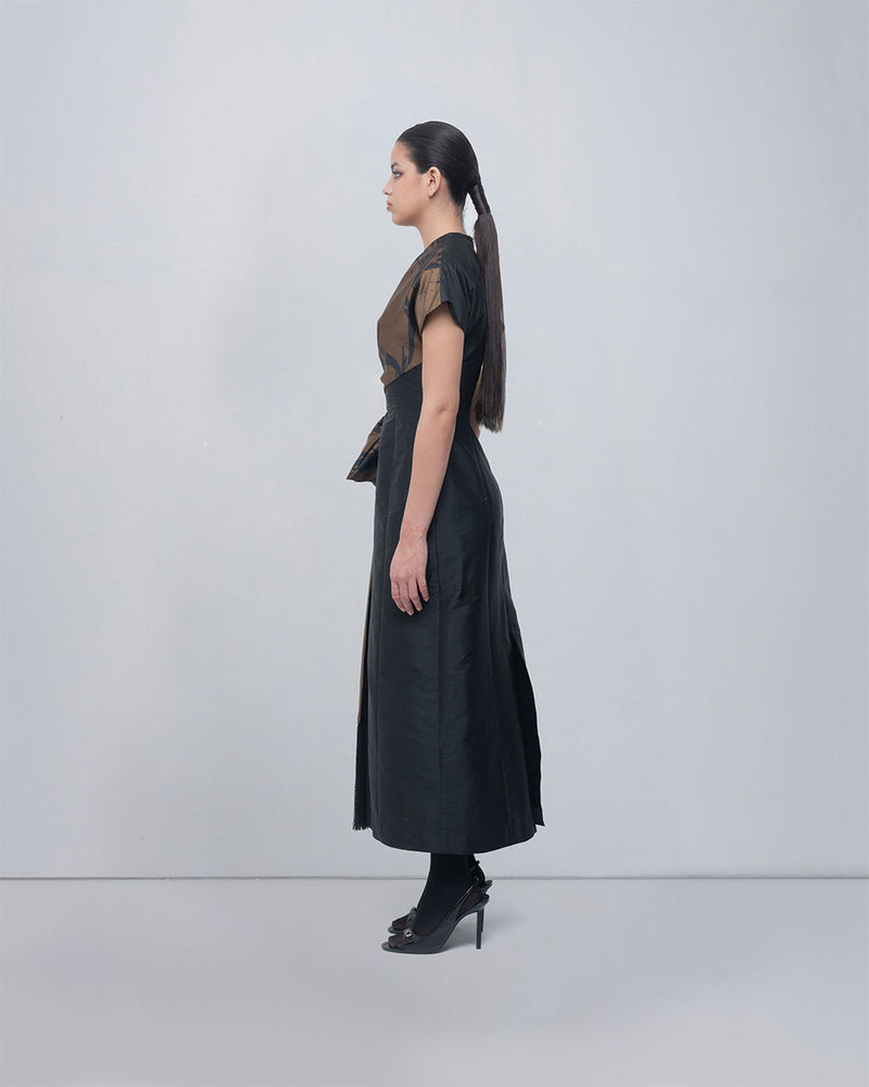 Nadine Knot Dress viscose by Leh Studios in olive, black for women Worldwide
