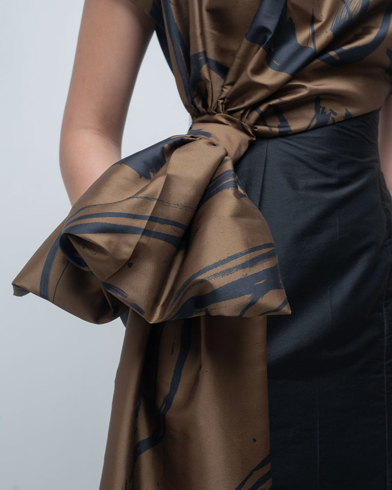 Nadine Knot Dress viscose by Leh Studios in olive, black for women Worldwide